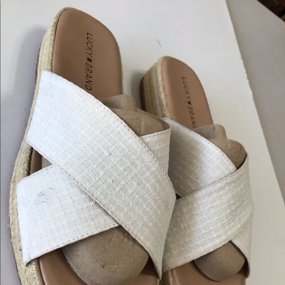 Lucky brand espadrille sandal strap cream beige sz 9 nwt